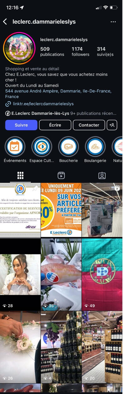 Instagram - Leclerc Dammarie lès Lys